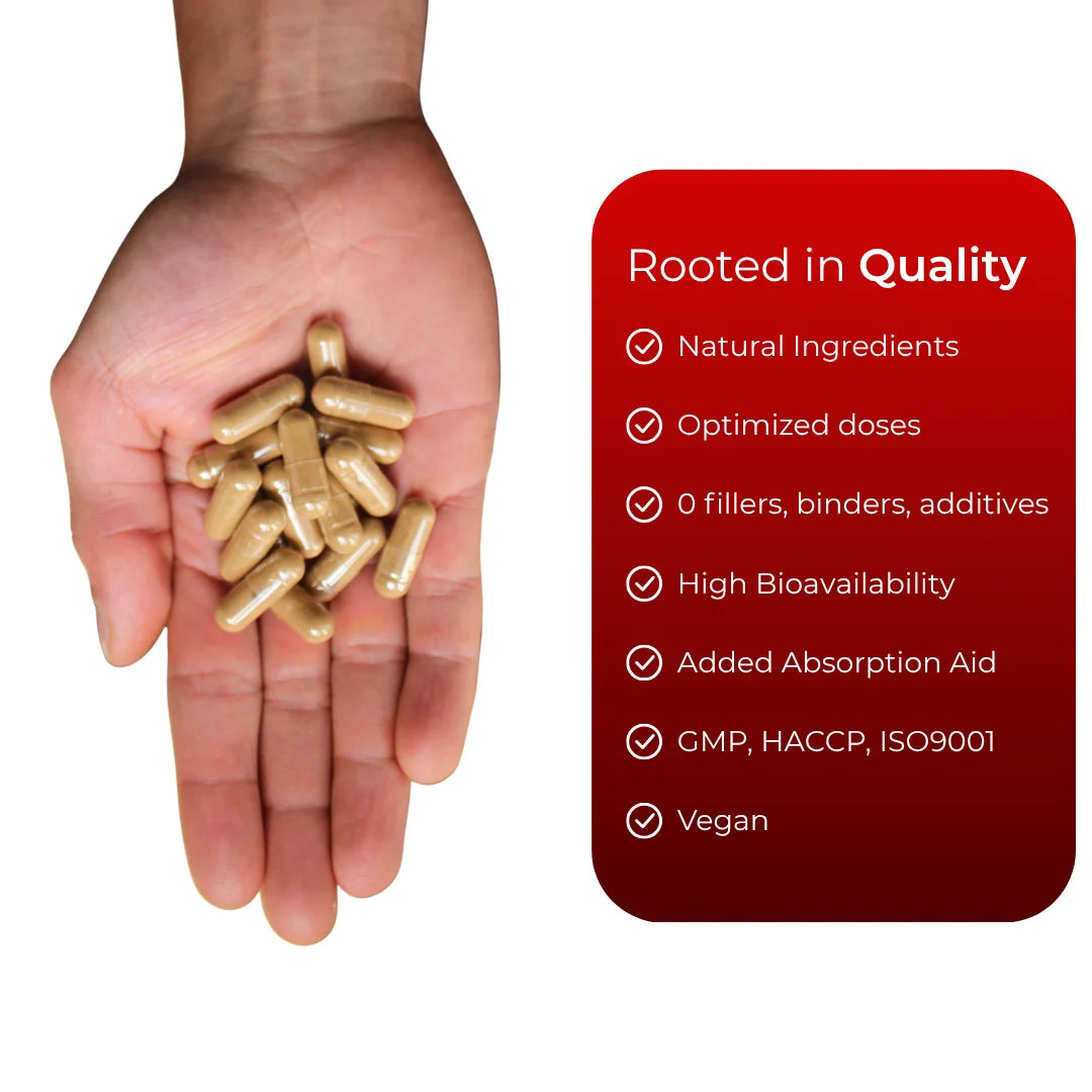 Natural testosterone booster and magnesium sleep supplement capsules showing GMP, HACCP and ISO9001 quality certifications — no fillers, binders or additives — Pureformance
