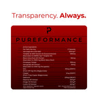 PURE TEST+® natural testosterone booster ingredient label showing Ashwagandha KSM-66®, Tongkat Ali, Himalayan Shilajit, Maca Root, Fenugreek, Zinc and Selenium — Pureformance