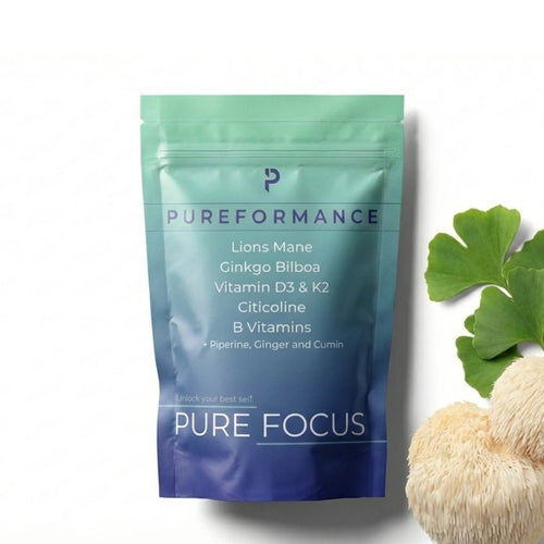 PURE FOCUS® Eight Ingredient Lion's Mane Cognitive Support Supplement - PUREFORMANCE